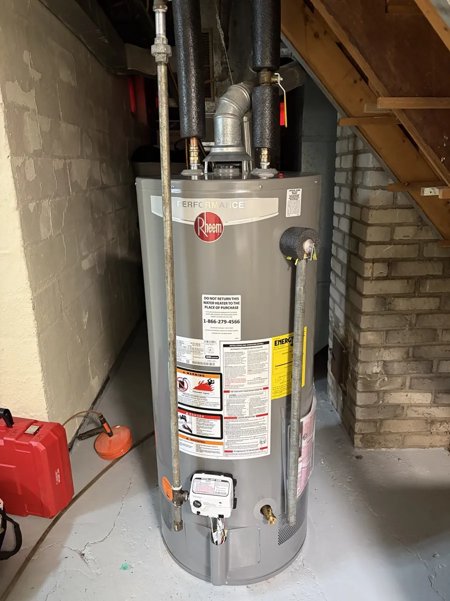 Gas tank water heater installation.