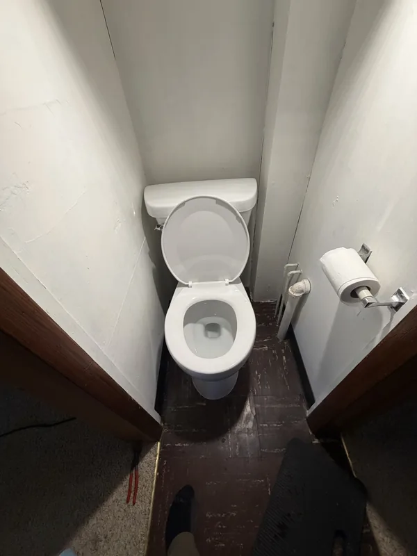 Newly installed toilet in a bathroom